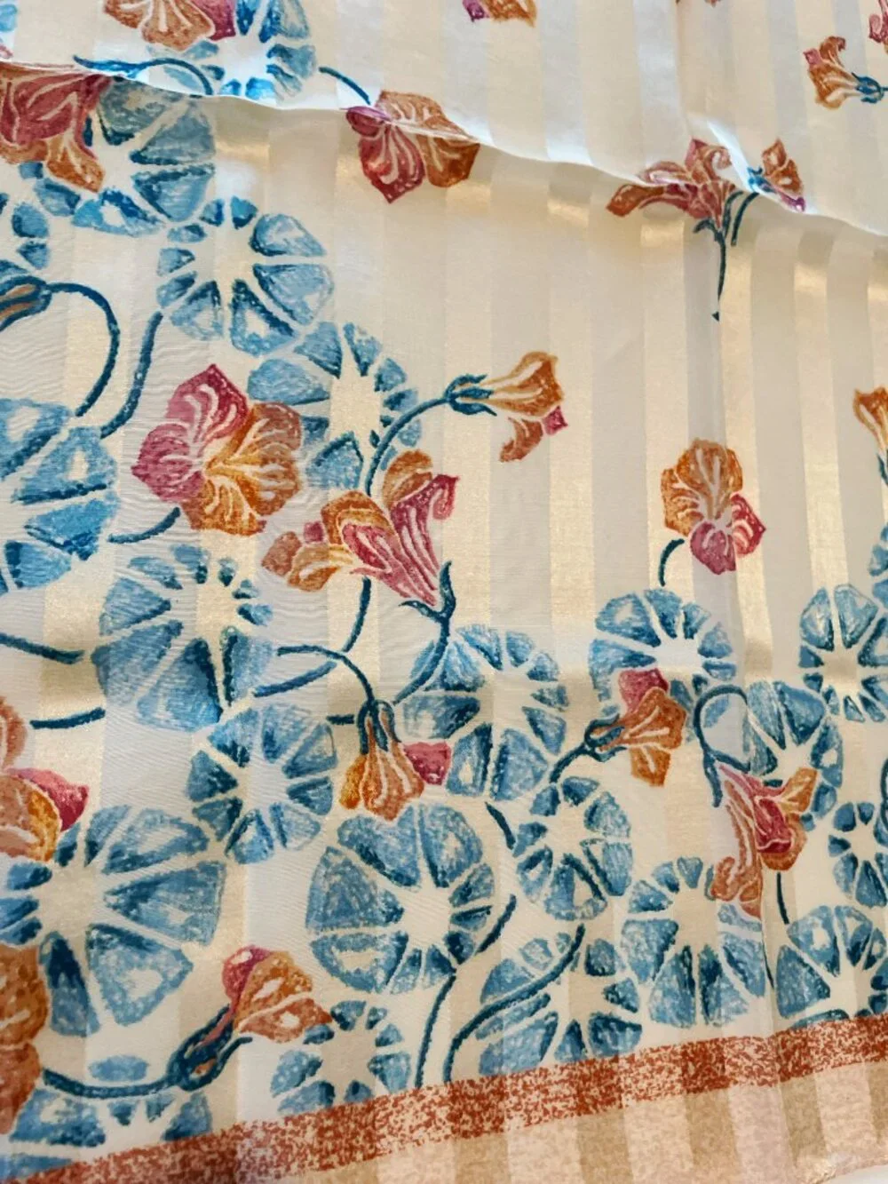 Chloé Floral Silk Cotton Blend Scarf
